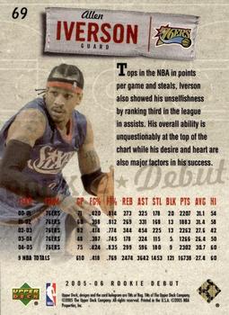 2005-06 Upper Deck Rookie Debut - Gold #69 Allen Iverson Back