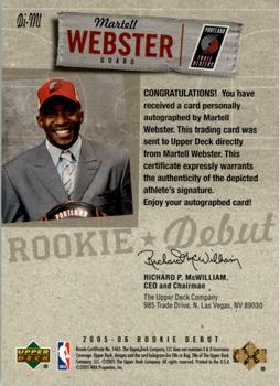 2005-06 Upper Deck Rookie Debut - Debut Ink #DI-ML Martell Webster Back