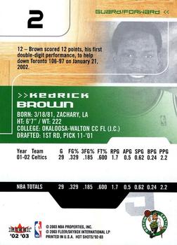 2002-03 Fleer Hot Shots #2 Kedrick Brown Back