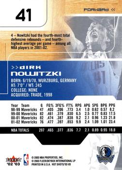 2002-03 Fleer Hot Shots #41 Dirk Nowitzki Back