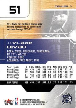 2002-03 Fleer Hot Shots #51 Vlade Divac Back