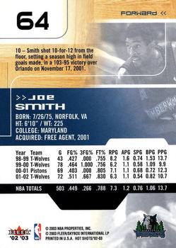 2002-03 Fleer Hot Shots #64 Joe Smith Back
