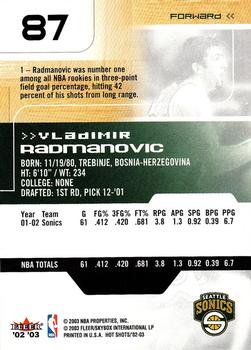 2002-03 Fleer Hot Shots #87 Vladimir Radmanovic Back