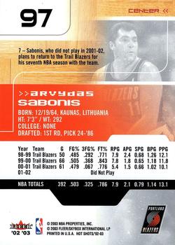 2002-03 Fleer Hot Shots #97 Arvydas Sabonis Back