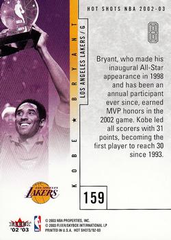 2002-03 Fleer Hot Shots #159 Kobe Bryant Back