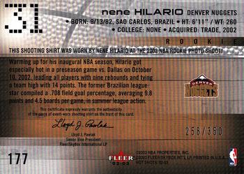 2002-03 Fleer Hot Shots #177 Nene Hilario Back