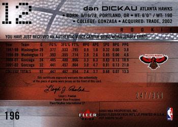 2002-03 Fleer Hot Shots #196 Dan Dickau / Vince Carter Back