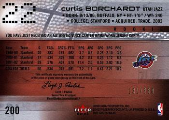 2002-03 Fleer Hot Shots #200 Curtis Borchardt / Vince Carter Back