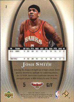 2005-06 Upper Deck Sweet Shot - Gold #2 Josh Smith Back