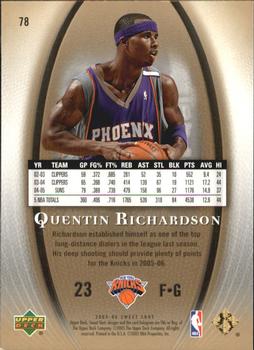 2005-06 Upper Deck Sweet Shot - Gold #78 Quentin Richardson Back