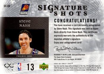 2005-06 Upper Deck Sweet Shot - Signature Shots #SS-SN Steve Nash Back