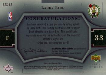 2005-06 Upper Deck Sweet Shot - Sweet Spot Signatures Blue #SSS-LB Larry Bird Back