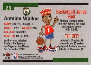 2002-03 Fleer Platinum #25 Antoine Walker Back