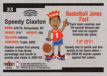 2002-03 Fleer Platinum #33 Speedy Claxton Back