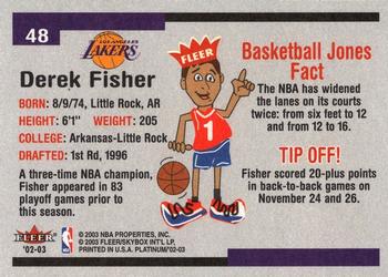 2002-03 Fleer Platinum #48 Derek Fisher Back