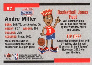 2002-03 Fleer Platinum #67 Andre Miller Back