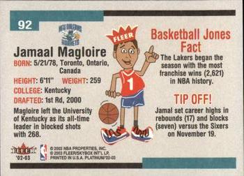 2002-03 Fleer Platinum #92 Jamaal Magloire Back