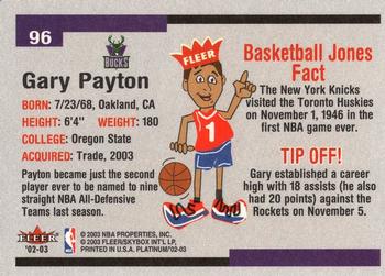 2002-03 Fleer Platinum #96 Gary Payton Back