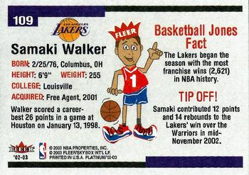 2002-03 Fleer Platinum #109 Samaki Walker Back