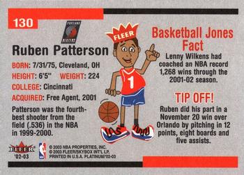 2002-03 Fleer Platinum #130 Ruben Patterson Back