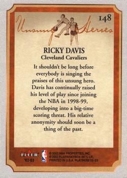 2002-03 Fleer Platinum #148 Ricky Davis Back