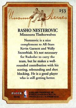 2002-03 Fleer Platinum #153 Rasho Nesterovic Back