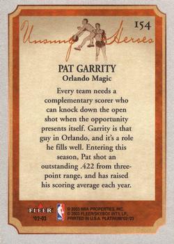 2002-03 Fleer Platinum #154 Pat Garrity Back