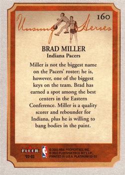 2002-03 Fleer Platinum #160 Brad Miller Back