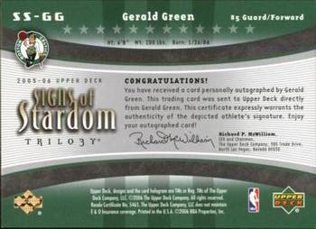 2005-06 Upper Deck Trilogy - Signs of Stardom #SS-GG Gerald Green Back