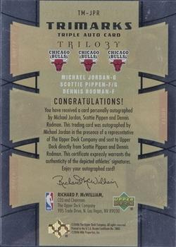 2005-06 Upper Deck Trilogy - TriMarks #TM-JPR Michael Jordan / Scottie Pippen / Dennis Rodman Back