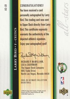2005-06 Upper Deck Ultimate Collection - All-Stars Signatures #AS-LB Larry Bird Back