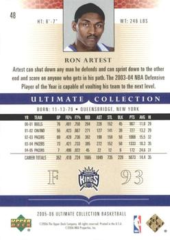 2005-06 Upper Deck Ultimate Collection - Blue #48 Ron Artest Back