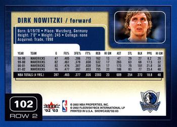 2002-03 Fleer Showcase #102 Dirk Nowitzki Back