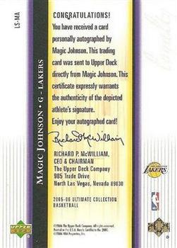 2005-06 Upper Deck Ultimate Collection - Loyalty Signatures #LS-MA Magic Johnson Back