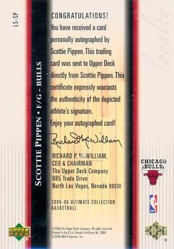 2005-06 Upper Deck Ultimate Collection - Loyalty Signatures #LS-SP Scottie Pippen Back