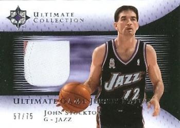 2005-06 Upper Deck Ultimate Collection - Ultimate Game Jersey Patches #UJP-JS John Stockton Front