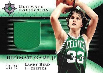 2005-06 Upper Deck Ultimate Collection - Ultimate Game Jersey Patches #UJP-LB Larry Bird Front