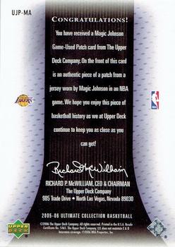 2005-06 Upper Deck Ultimate Collection - Ultimate Game Jersey Patches #UJP-MA Magic Johnson Back