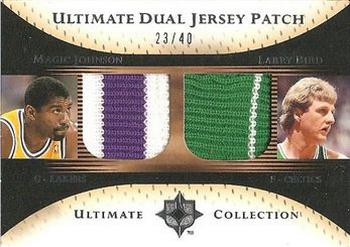 2005-06 Upper Deck Ultimate Collection - Ultimate Dual Jersey Patches #DP-JB Magic Johnson / Larry Bird Front