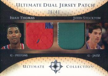 2005-06 Upper Deck Ultimate Collection - Ultimate Dual Jersey Patches #DP-TS Isiah Thomas / John Stockton Front
