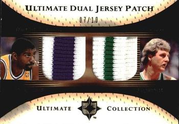 2005-06 Upper Deck Ultimate Collection - Ultimate Dual Patches Gold #DP-JB Magic Johnson / Larry Bird Front