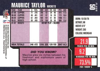 2002-03 Fleer Tradition #50 Maurice Taylor Back