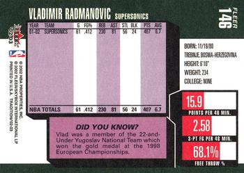 2002-03 Fleer Tradition #146 Vladimir Radmanovic Back