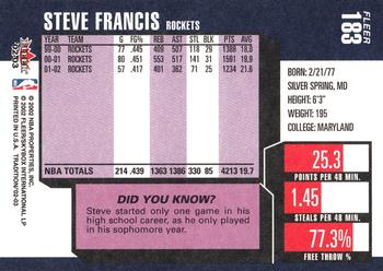 2002-03 Fleer Tradition #183 Steve Francis Back