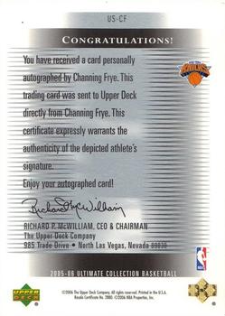 2005-06 Upper Deck Ultimate Collection - Ultimate Signatures #US-CF Channing Frye Back