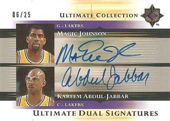 2005-06 Upper Deck Ultimate Collection - Ultimate Signatures Dual #DS-JA Magic Johnson / Kareem Abdul-Jabbar Front