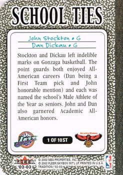 2002-03 Fleer Tradition - School Ties #1ST John Stockton / Dan Dickau Back