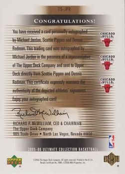 2005-06 Upper Deck Ultimate Collection - Ultimate Signatures Triple #TS-JPR Michael Jordan / Scottie Pippen / Dennis Rodman Back