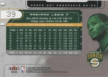 2002-03 Hoops Hot Prospects #39 Rashard Lewis Back