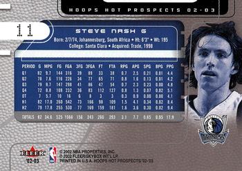 2002-03 Hoops Hot Prospects #11 Steve Nash Back